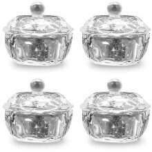 Nail Art Acrylic with Lid Clear Glass Crystal Cup Glassware Tools Nail Art Tools for Liquid Powder