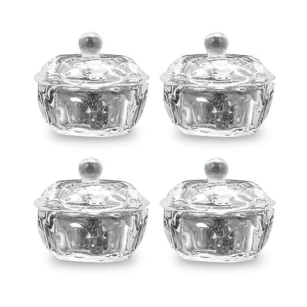 Acrylic Nail Art Tools with Lid - Clear Glass Bowl for Mixing Liquid and Powder