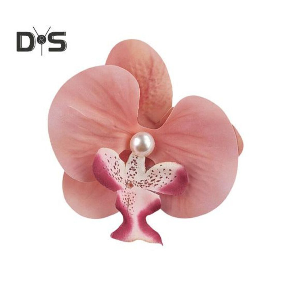 (watermelon red) Artificial Moth Orchids Hair Clip Bohemia Hawaiian Faux Pearl Simulated Flower Duckbilled Clamp Hairpin Hair Barrette Women Hair Accessories Headwear
