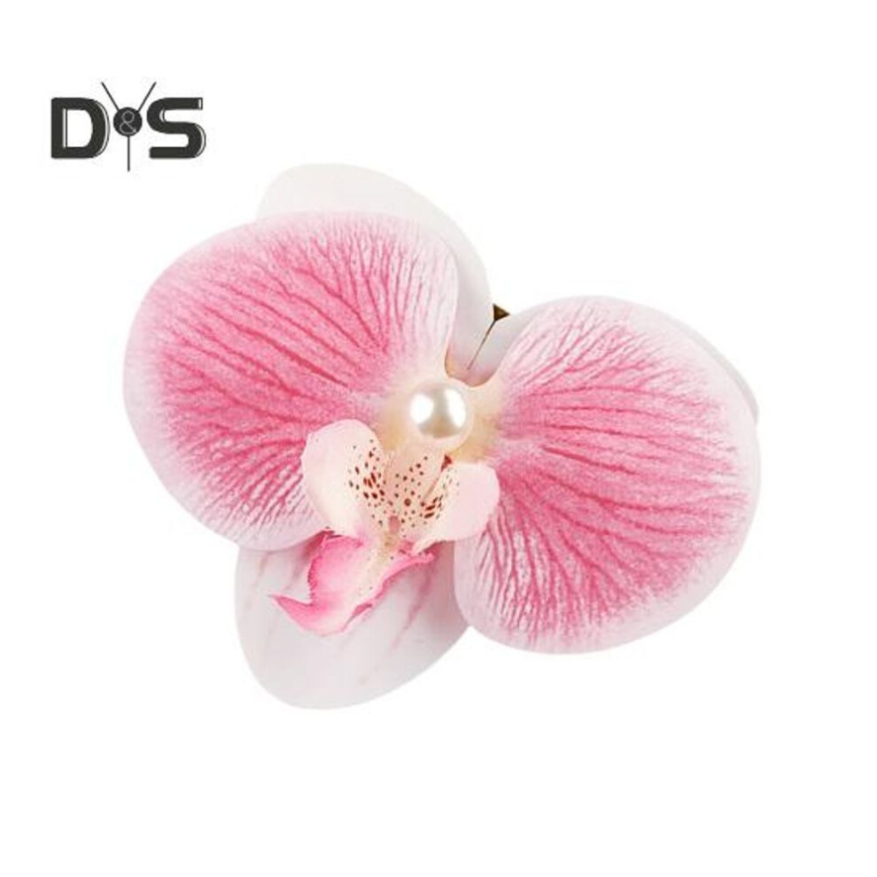 (white,pink) Artificial Moth Orchids Hair Clip Bohemia Hawaiian Faux Pearl Simulated Flower Duckbilled Clamp Hairpin Hair Barrette Women Hair Accessories Headwear