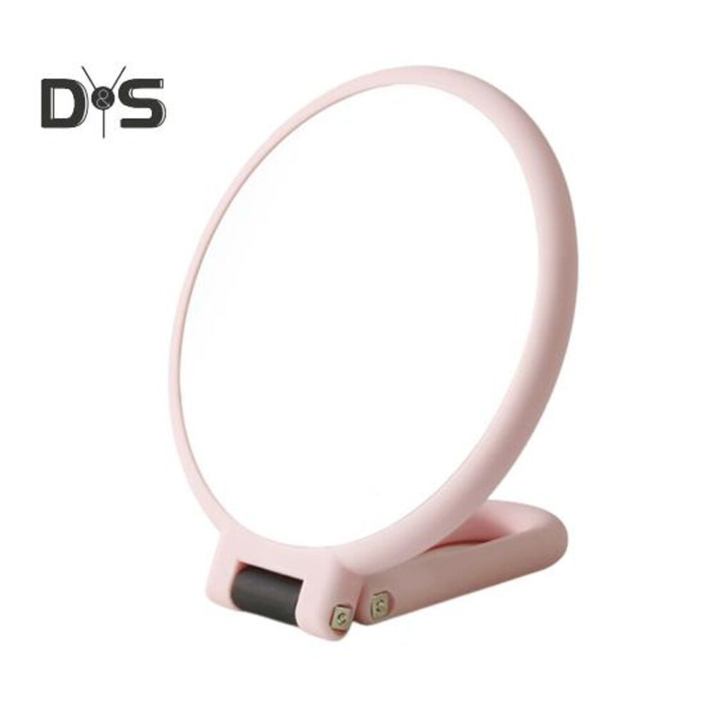 (light pink) Double Sided Magnifying Mirror Makeup Hand Mirror 360-degree Adjustable Handle Compact Size Portable Travel Makeup Mirror
