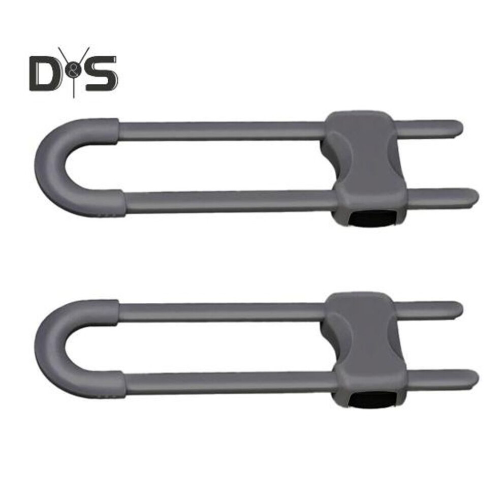(grey, 2pcs) 2 Pcs Sliding Cabinet Locks Baby Proofing Adjustable U-shaped Safety Latches Easy Install Reusable Security Locks For Drawers Fridge Closet