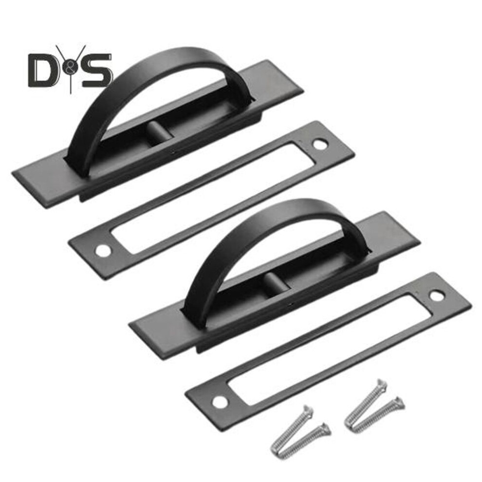 (black) 2pcs Door Pull Hidden Cupboard Handles Rustproof Corrosion Resistant Finger Cabinet Pull Furniture Concealed Handles