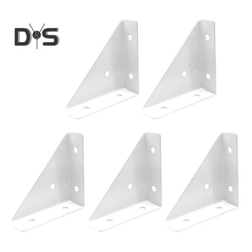 (white) 5pcs Corner Brace Brackets Rustproof Corrosion Resistant Simple Installation 90-degree Triangle Gusset Corner Brace Fasteners