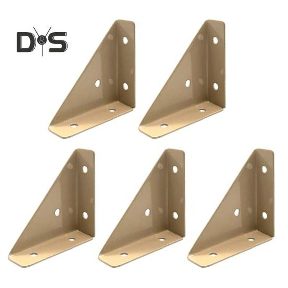 (khaki) 5pcs Corner Brace Brackets Rustproof Corrosion Resistant Simple Installation 90-degree Triangle Gusset Corner Brace Fasteners