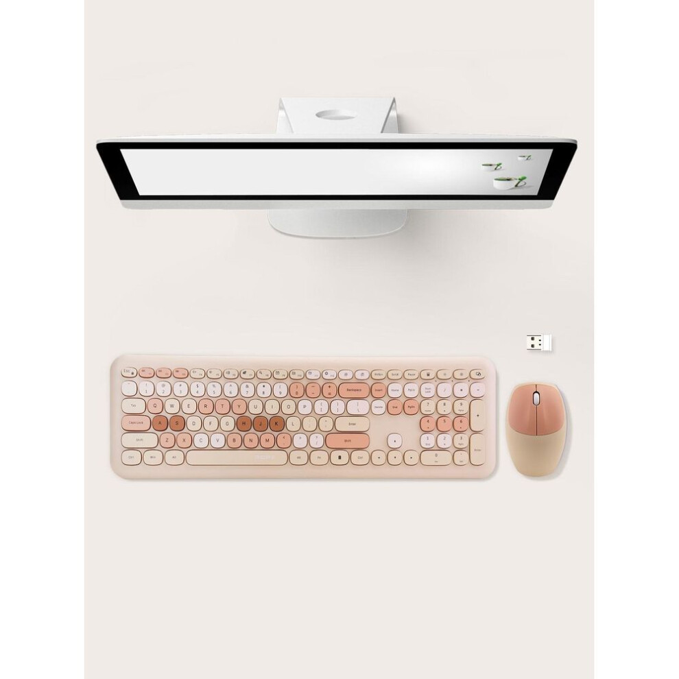 Mofii Wireless Mouse And Keyboard Kit: Round Keycaps, Vivid - Colored Keyboard, Wireless Keyboard For Female Office Environments