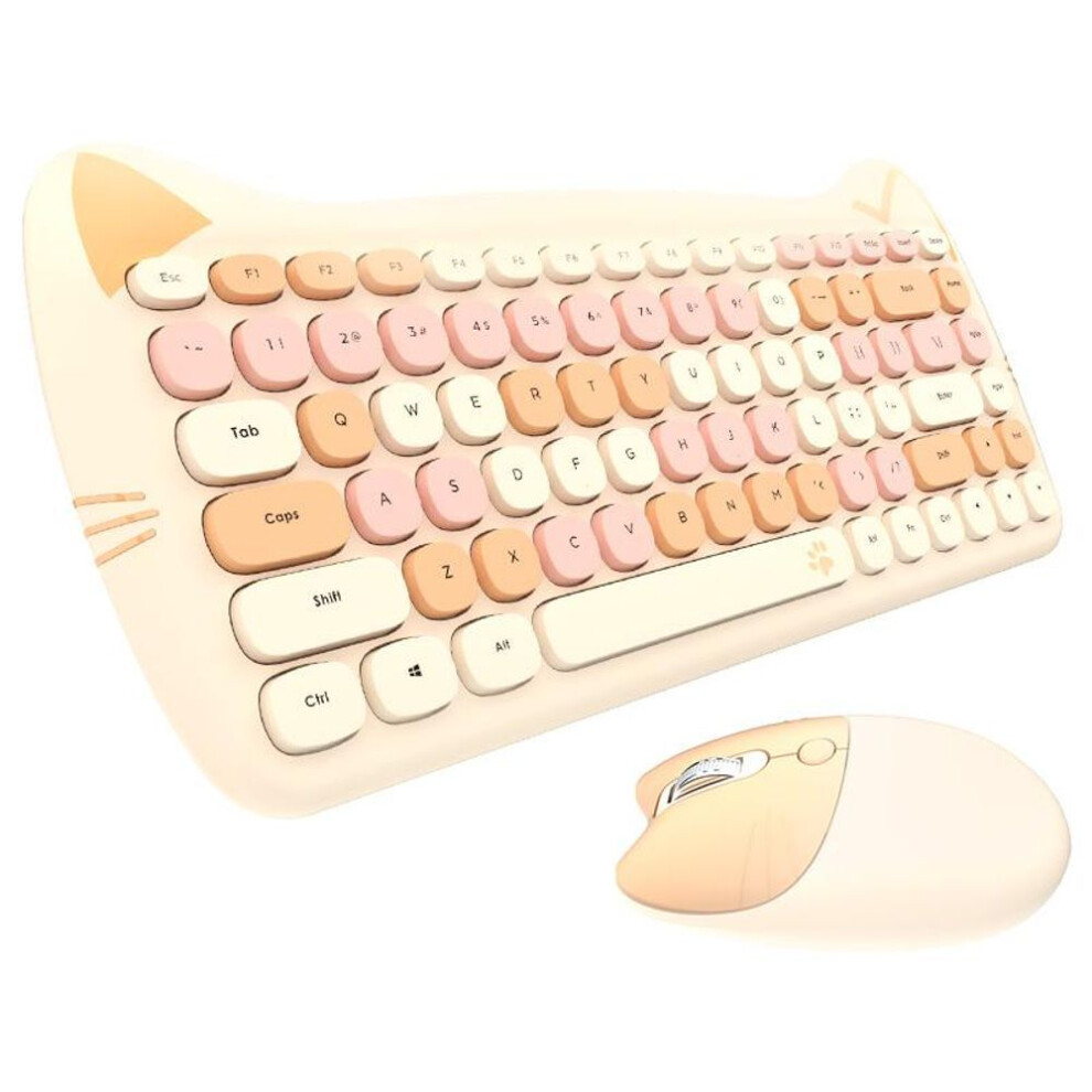 2.4GWireless Keyboard and Mouse Set Girl Pink Cute Cartoon Cat Lipstick Punk Keyboards Mice Combos for Laptop PCHome Office Gift