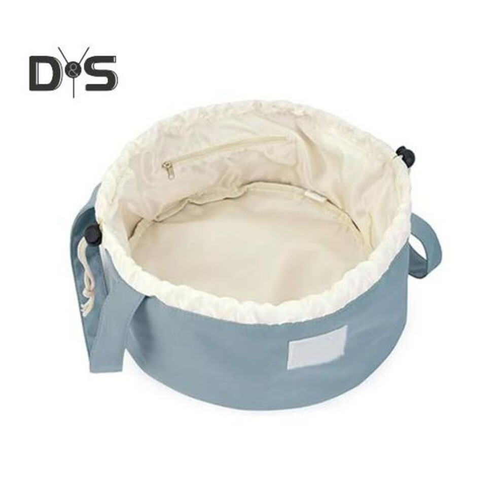 (blue) Cosmetic Bag With Inner Zipper Pocket Padding Lining Large Capacity Drawstring Fasten Tape Closure Water-repellent Makeup Brush Lipstick Stoarge