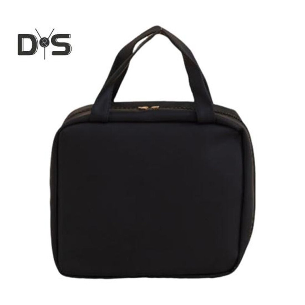 (black) Cosmetic Bag With Led Mirror Large Capacity Adjustable Brightness 3 Lighting Modes Zipper Interior Pockets Portable Makeup Organizer For Travel