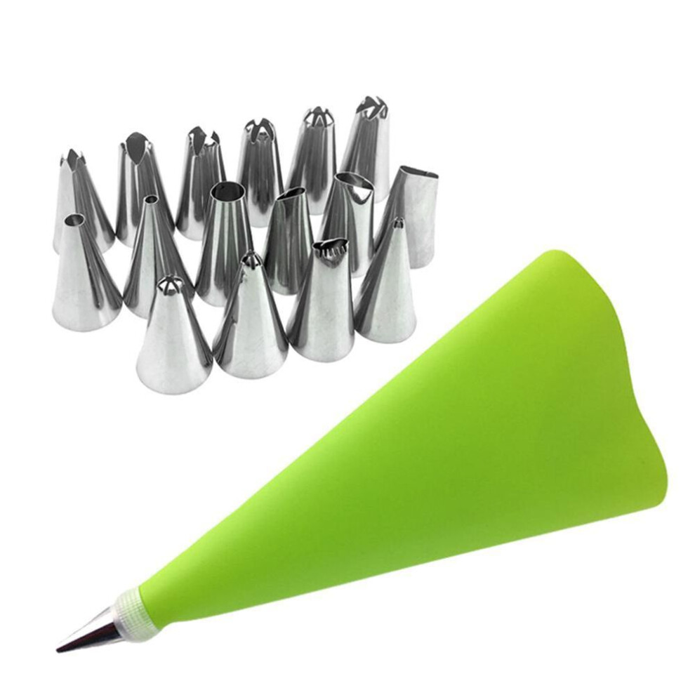 (green) DIY Icing Frosting Cream Piping Bag Nozzle Pastr1y Cake Decor Tool