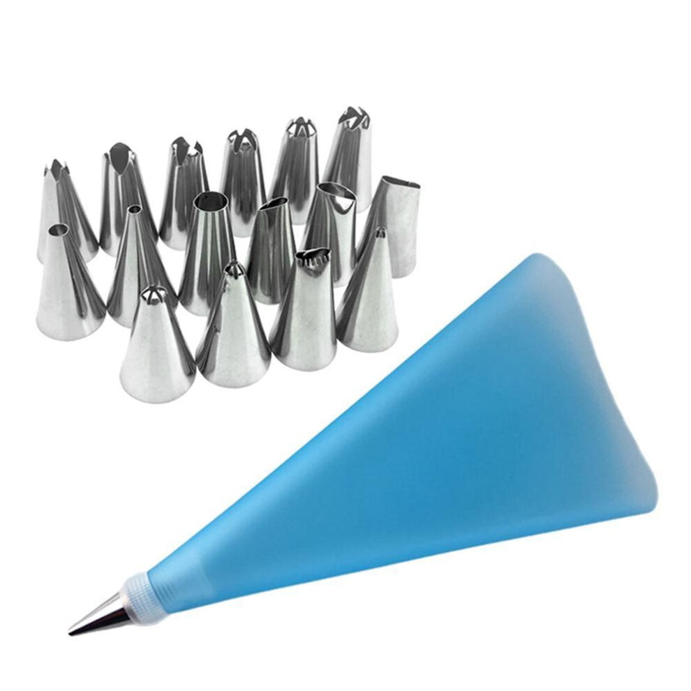 (blue) Diy Icing Frosting Cream Piping Bag Nozzle Pastr1y Cake Decor Tool