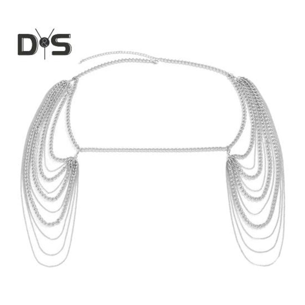 (silver) Women Body Chain Multi-layered Tassel Shoulder Chain Date Night Nightclub Party Shoulder Jewelry Celebrity Performance Prop