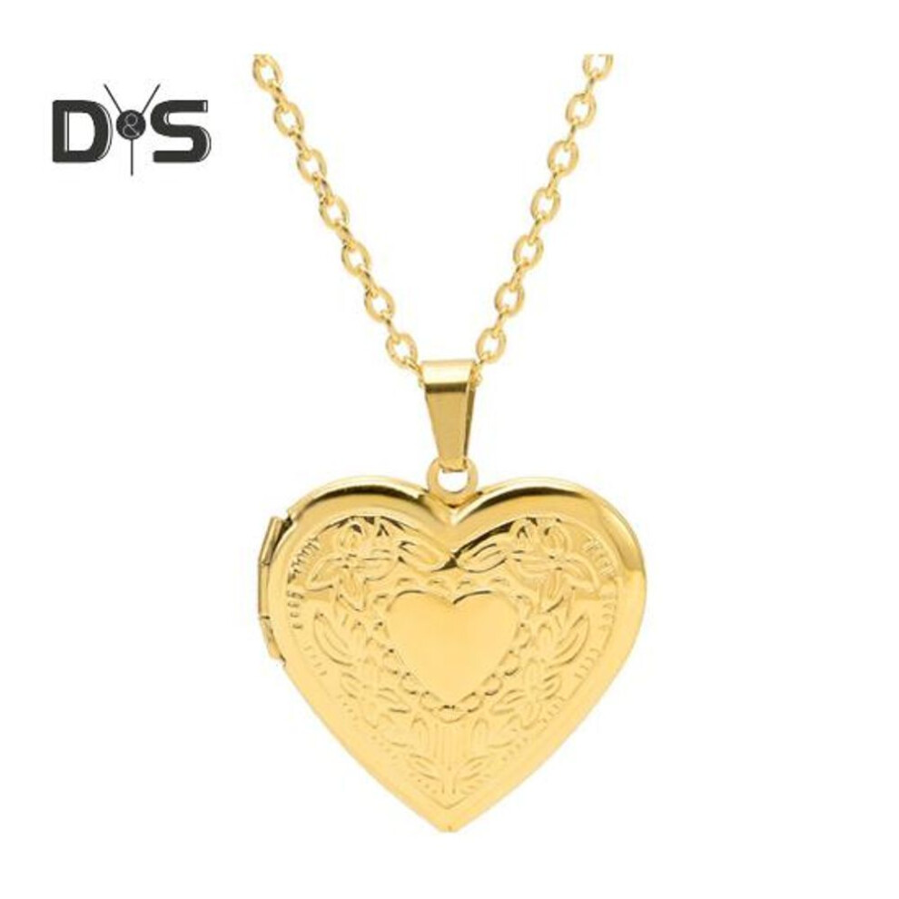 (as the picture, 2) Heart Photo Locket Pendant Necklace Photo Frame Promise Love Keepsake Necklace Polished Alloy Adjustable Length Retro Style Valentines Day Gift