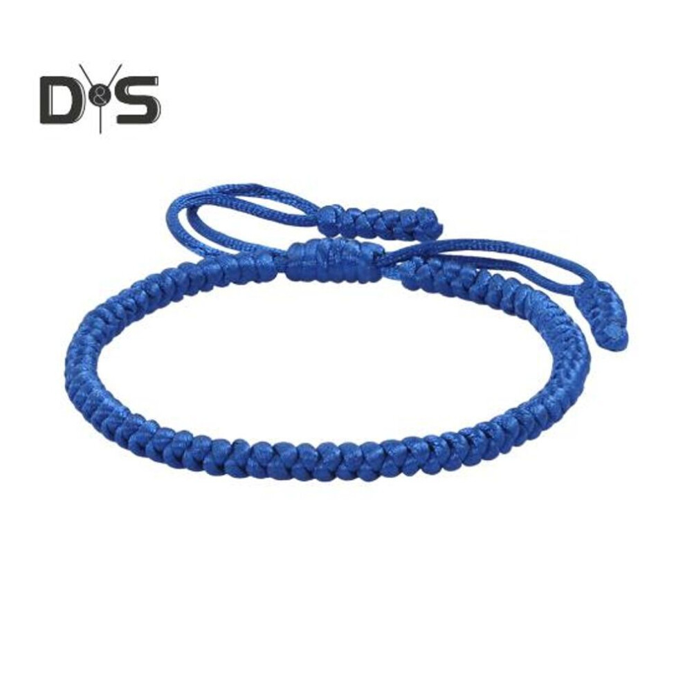 (blue) Unisex Hand Rope Adjustable Handmade Braided Solid Color Thick Anti-break Lightweight Stackable Wristband Symbolic Colors For Blessings Meaningful