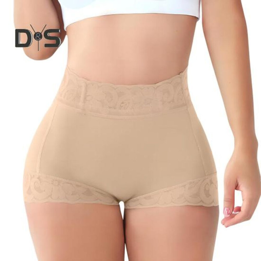 (beige, XXL) Women Butt Shaper High Waist Tummy Control Elastic Plus Size Slim Figure Shaping Underpants With Lace Belt Steel Bones Hip-shaping Panties