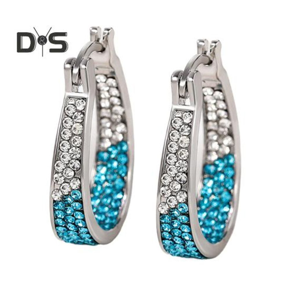 (multicolor) 1 Pair Women Hoop Earrings Colorful Rhinestone Large Circle Geometric Hanging Earrings Alloy Ear Jewelry For Daily Prom Party