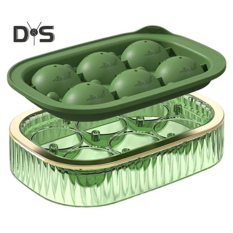 (green, 6Grid) Whiskey Ice Ball Maker Large Round Ice Hockey Mold Fast Freezing & Easy Release BPA-Free Spherical Ice Block Mold for Cocktails Chocolate Desserts