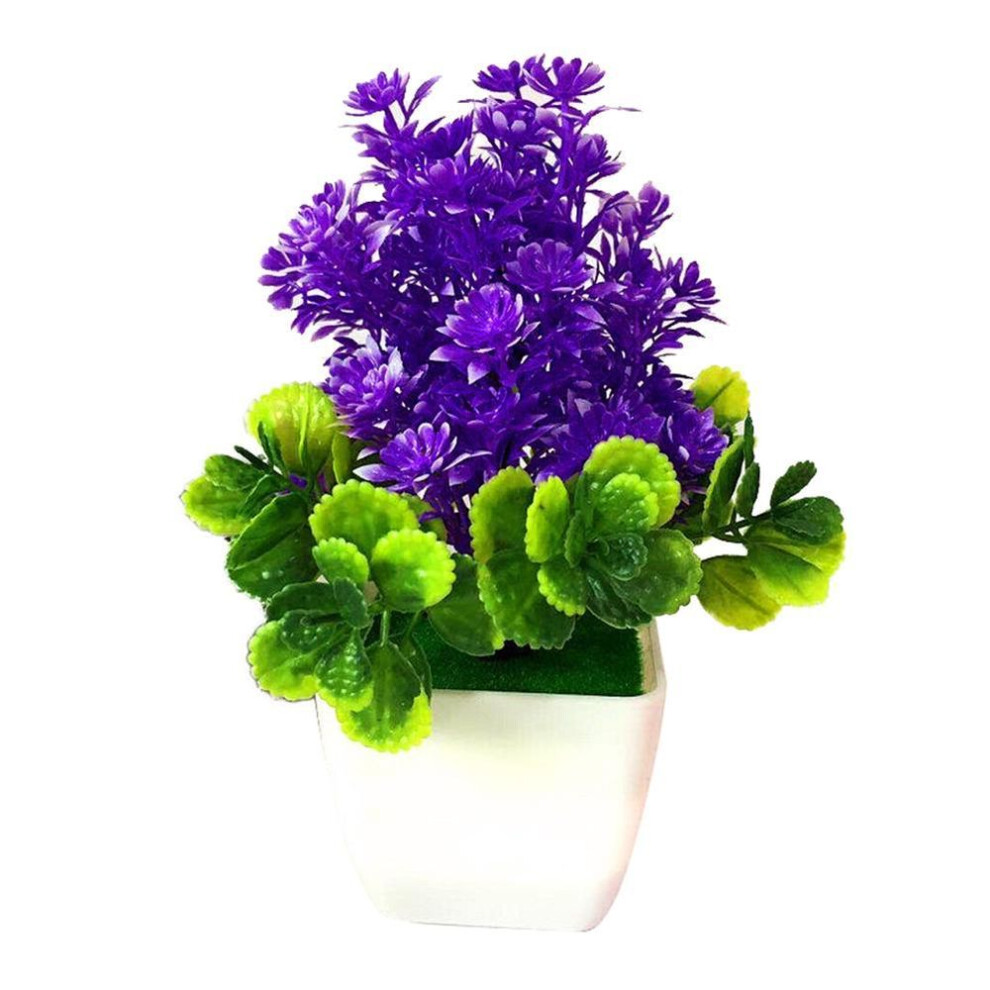 (purple) Decorations Home Artificial Flower Plant Potted Bonsai Living Room Garden Desk Decor