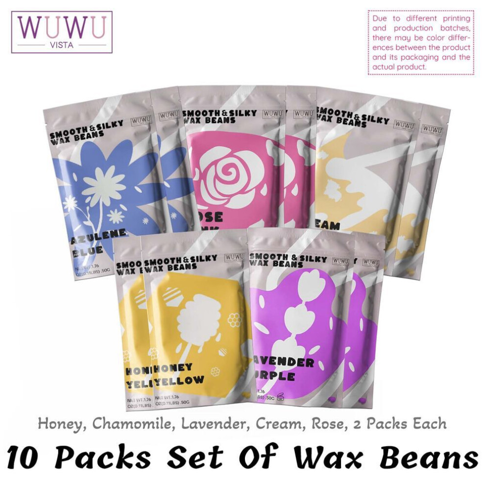 Wuwuvista 50gx10pack Wax Beans Hair Removal Hard Wax Beads Depilatory Hot Waxing Bean For Wax Heater/waxing Warmer Painless Beeswax For All Hair Types
