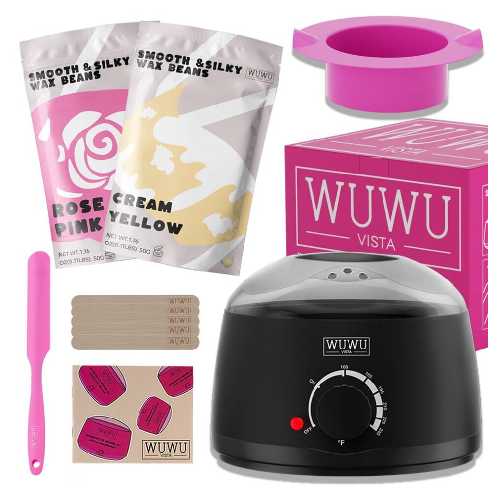 (black, EU Plug) Waxing Kit Wuwuvista Hair Removal Hard Wax Kit  For Women Men With Wax Warmer&wax Beads For Full Body/face/brazilian/bikini/sensitive Skin(11 Item
