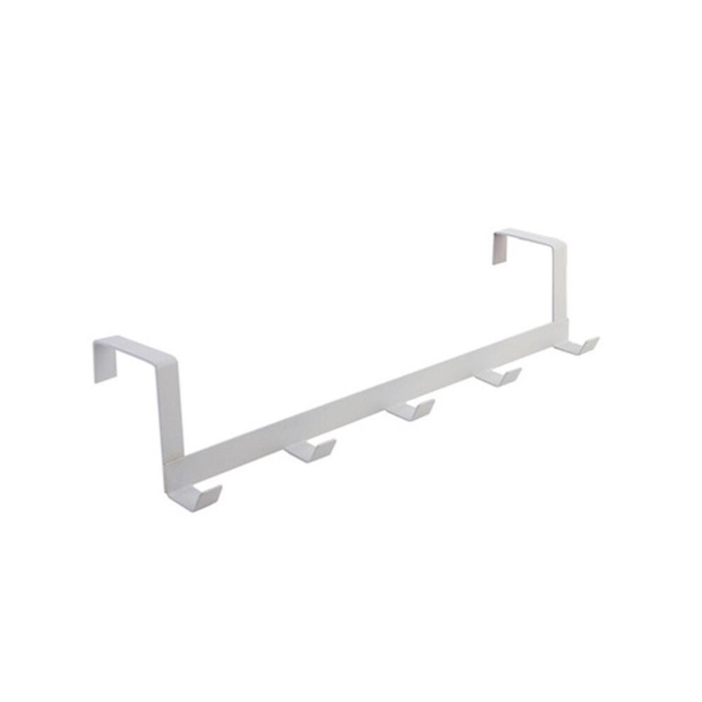 (white) Decorations Home Metal 5-hook Dorm Closet Wardrobe Door Back Hat Clothes Rack Hanger Organizer