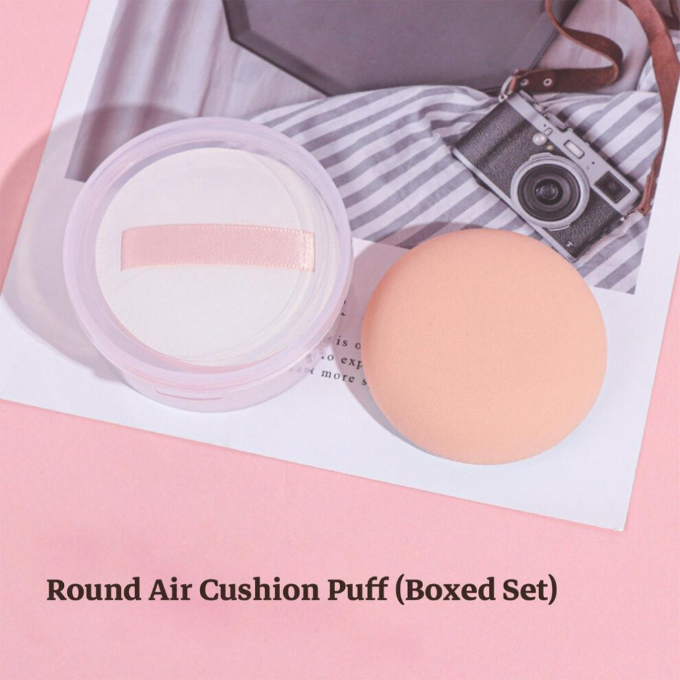 (as the picture, Round Air Cushion Puff) Air Cushion Powder Puff with Case - Soft, Thick Makeup Puff for Liquid & Powder Foundation Sponge Puff | Round, Square, Triangle, 3-Pack Options