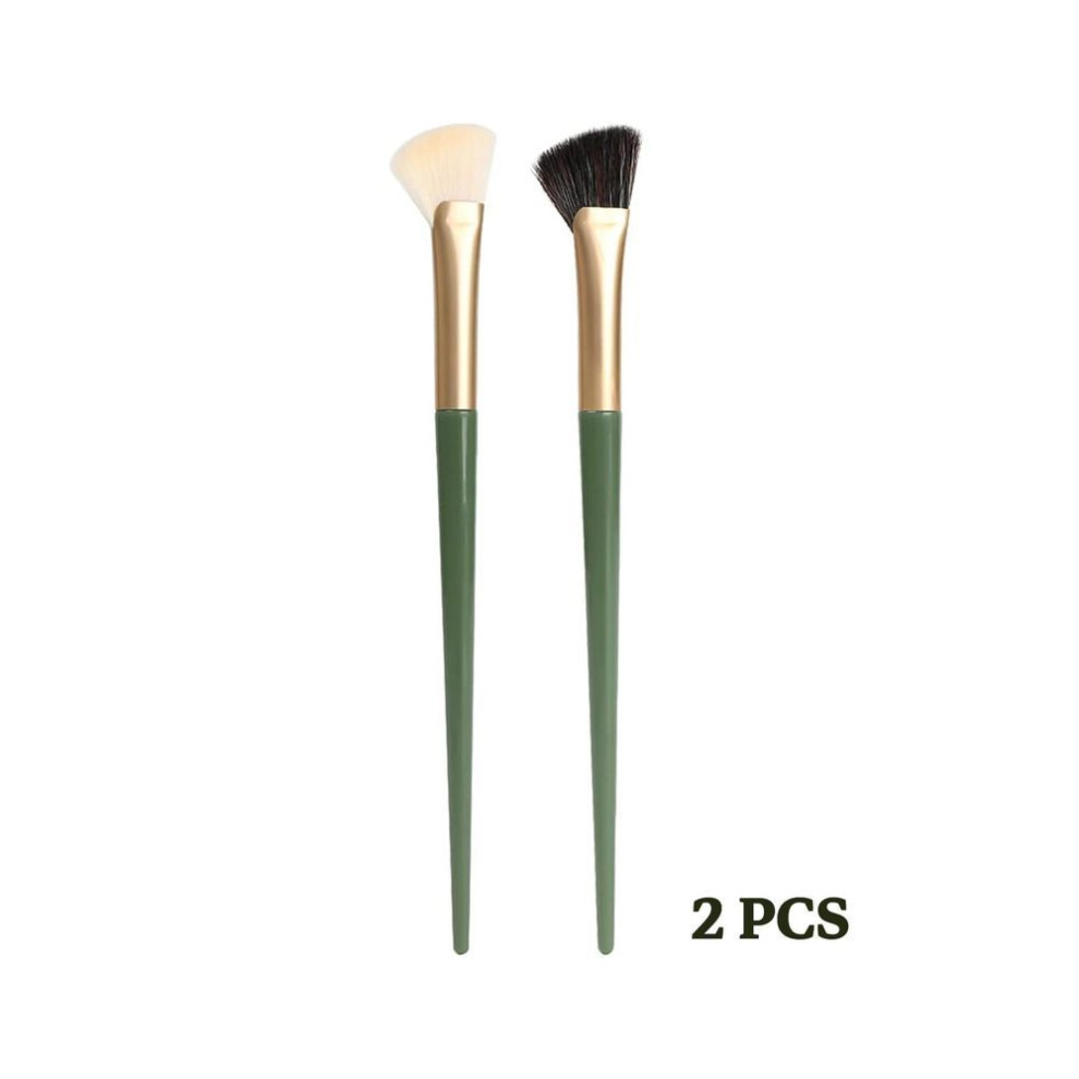 (as the picture, WHITE 1pc+BLACK 1pc) Half Fan Shaped Nose Contour Brush For Concealer, Highlighter & Shading – Soft Bristles, Portable & Precise  Blending Makeup Tool– 1pc Or