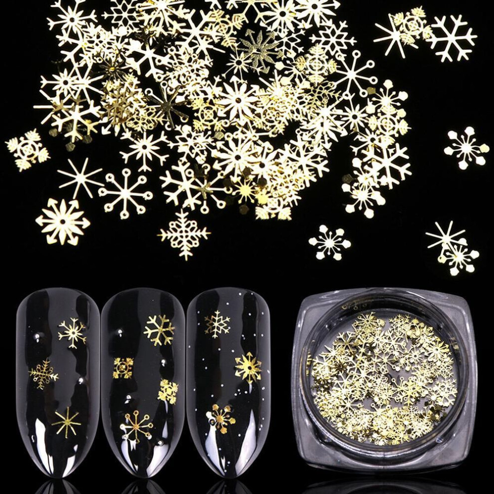 Women 90pcs/box Christmas Golden Snowflake Nail Art Sequins Ultra-thin Decor Manicure Gift