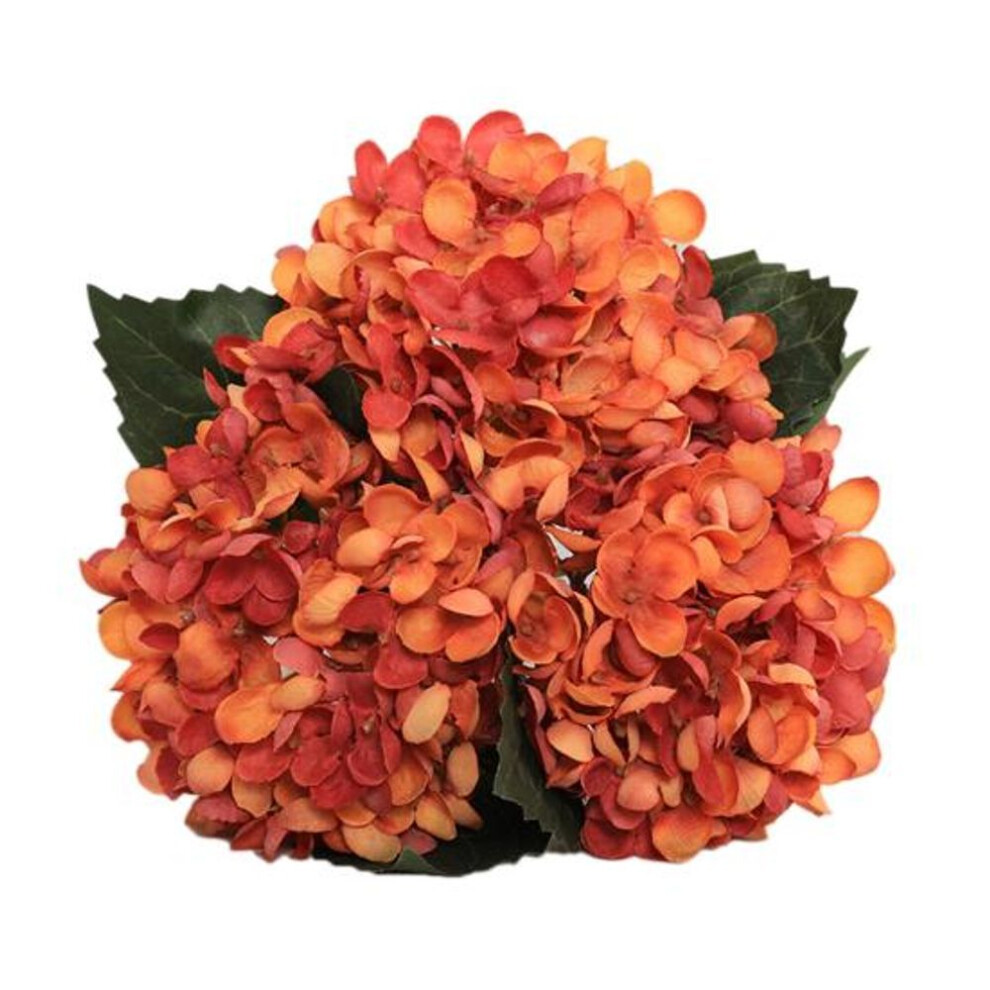 (orange) Artificial Flowers Full Hydrangea DIY Faux Flower Silk Reusable Fake Floral Plant
