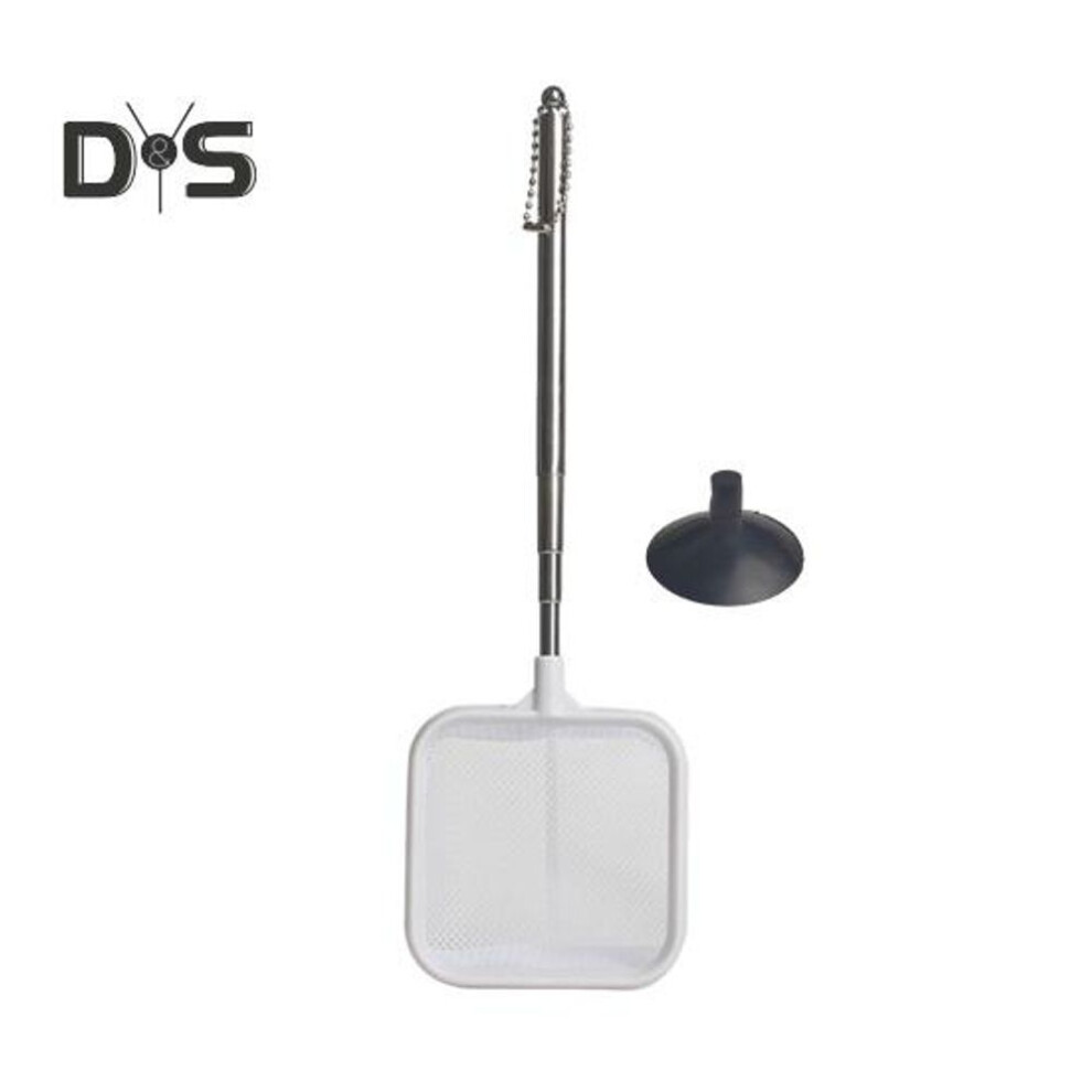 (white) Fish Tank Net With Telescopic Stainless Steel Handle Deeper Mesh Bag Fish Net Square Fish Tank Net For Shrimp Baby Fish Food Residue Debris