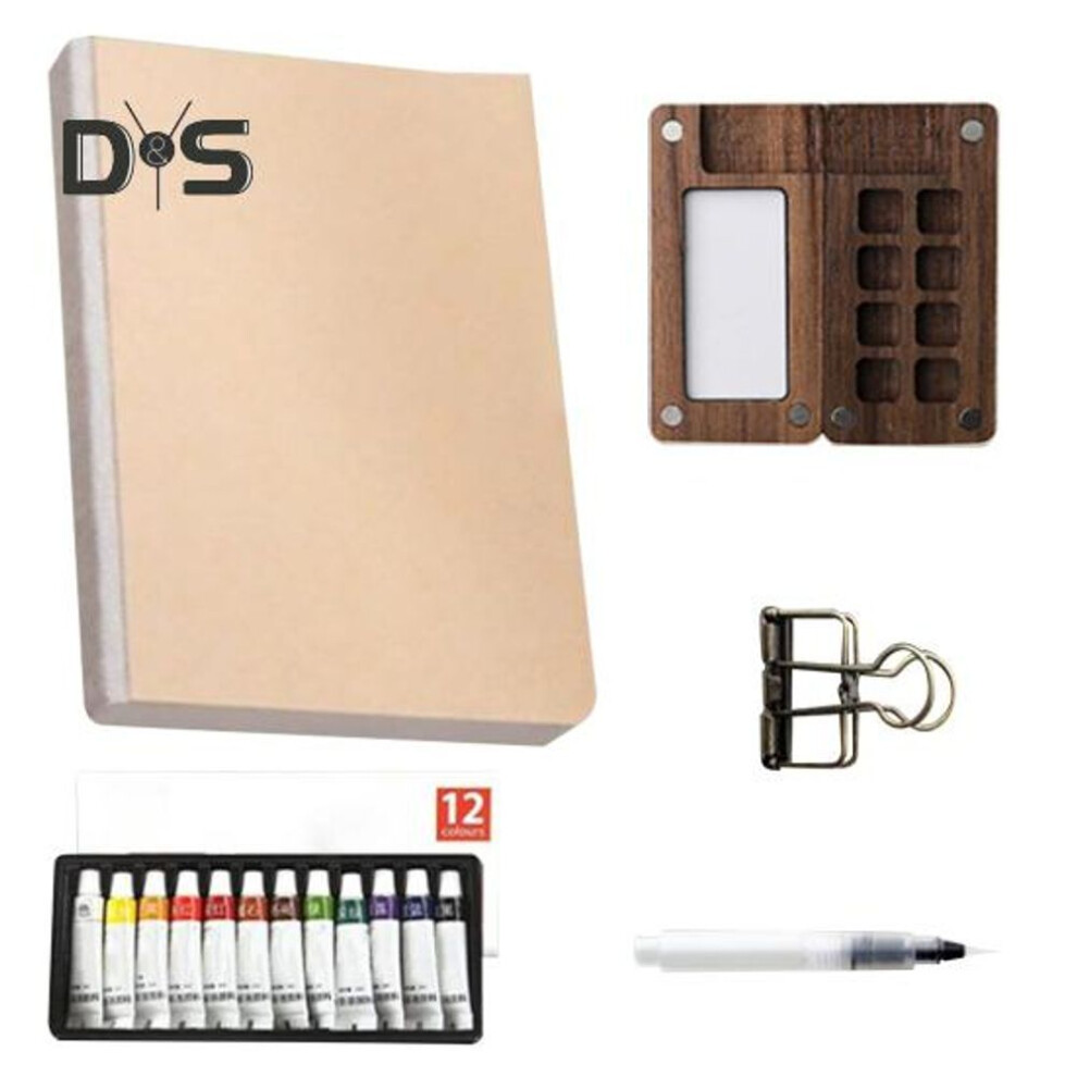 (as the picture, A) Travel Watercolor Set Pocket Mini Watercolor Paints Set Watercolor Painting Kit With Binder Clip Palette For Painting Party Diy Art Painting