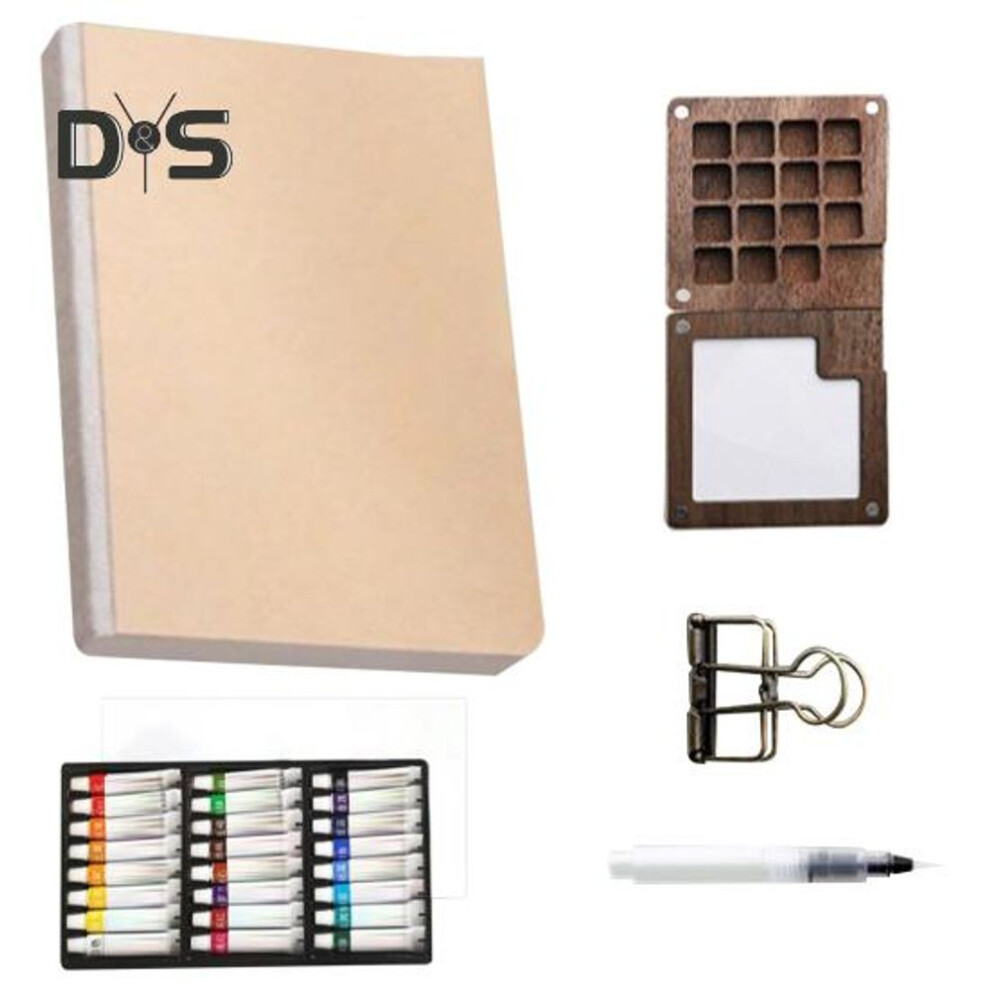 (as the picture, B) Travel Watercolor Set Pocket Mini Watercolor Paints Set Watercolor Painting Kit With Binder Clip Palette For Painting Party Diy Art Painting