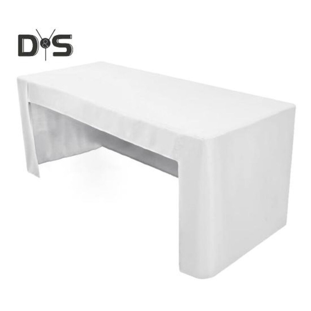 (white, 6ft) Fitted Tablecloth Polyester Open Back Table Cover Solid Color Washable Table Cloth For Meeting Party Wedding Banquet Birthday Decor