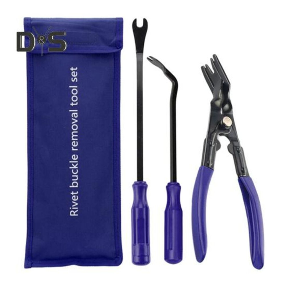 (blue) Car Clip Removal Tool Set Fastener Remover Pliers With Storage Bag Panel Trim Rivet Removal Tool Auto Retainer Clip Remover