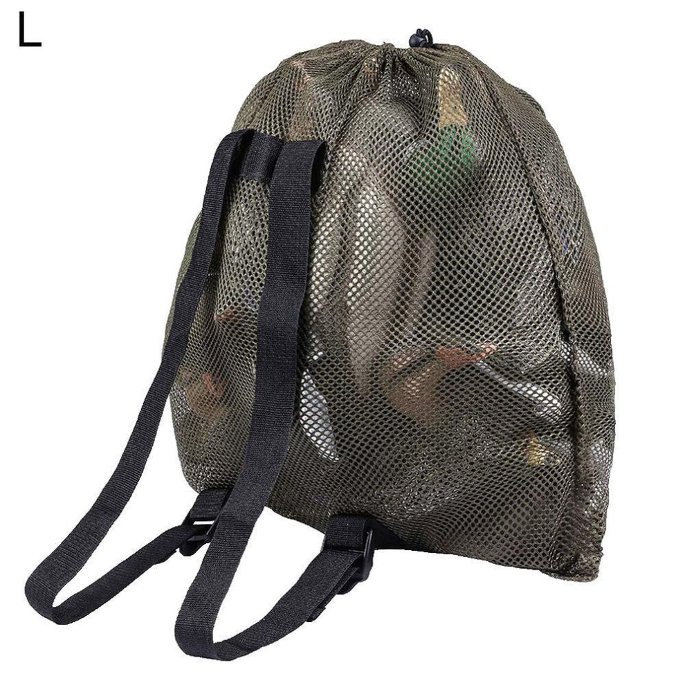 (army green, L) Outdoor Duck Gooses Mesh Luring Decoy Shoulders Bag Drawstring Hunting Backpack