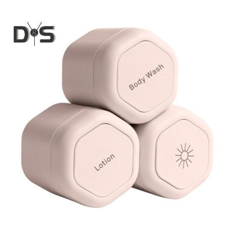 (pink) 3pcs Travel Containers Large Capacity Leak-resistant Lightweight Portable Magnetic Shampoo Conditioner Storage Boxes