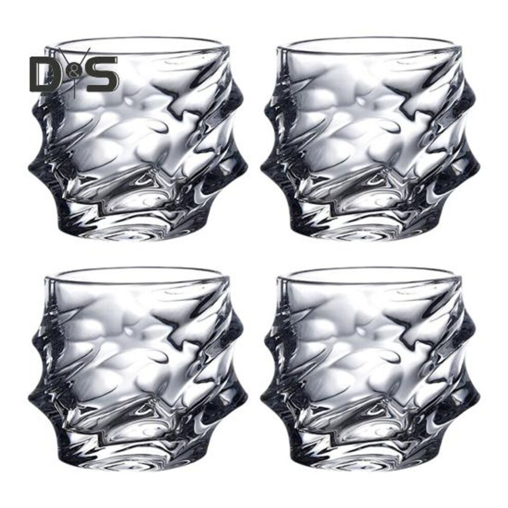 (as the picture, 4pcs) 1/2/4pcs Glass Whiskey Glasses Heavy Thick Bottom Bar Bourbon Glasses Faux Crystal Whisky Twisted Glass Tumblers Poker Night Drinkware