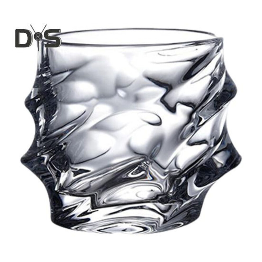 (as the picture, 1pc) 1/2/4pcs Glass Whiskey Glasses Heavy Thick Bottom Bar Bourbon Glasses Faux Crystal Whisky Twisted Glass Tumblers Poker Night Drinkware