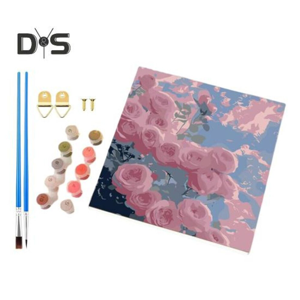 (as the picture, D) Paint by Numbers Kit for Adults Kids Unframed Flowers Acrylic Paint on Canvas DIY Digital Oil Painting Set for Home Wall Decor