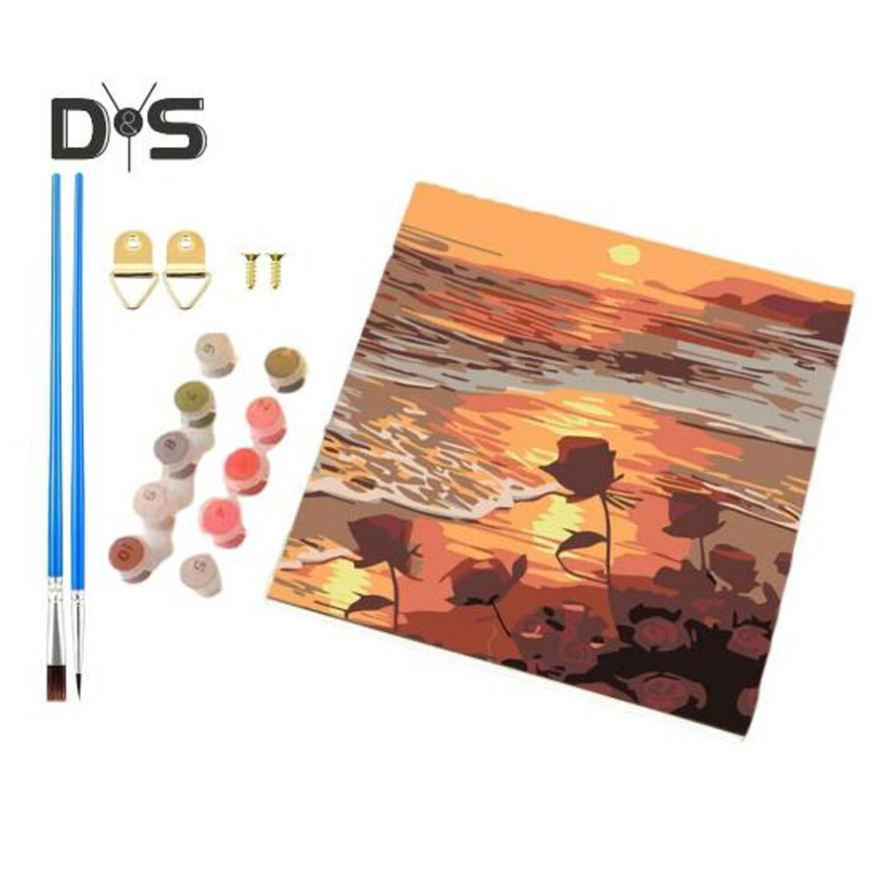 (as the picture, M) Paint by Numbers Kit for Adults Kids Unframed Flowers Acrylic Paint on Canvas DIY Digital Oil Painting Set for Home Wall Decor