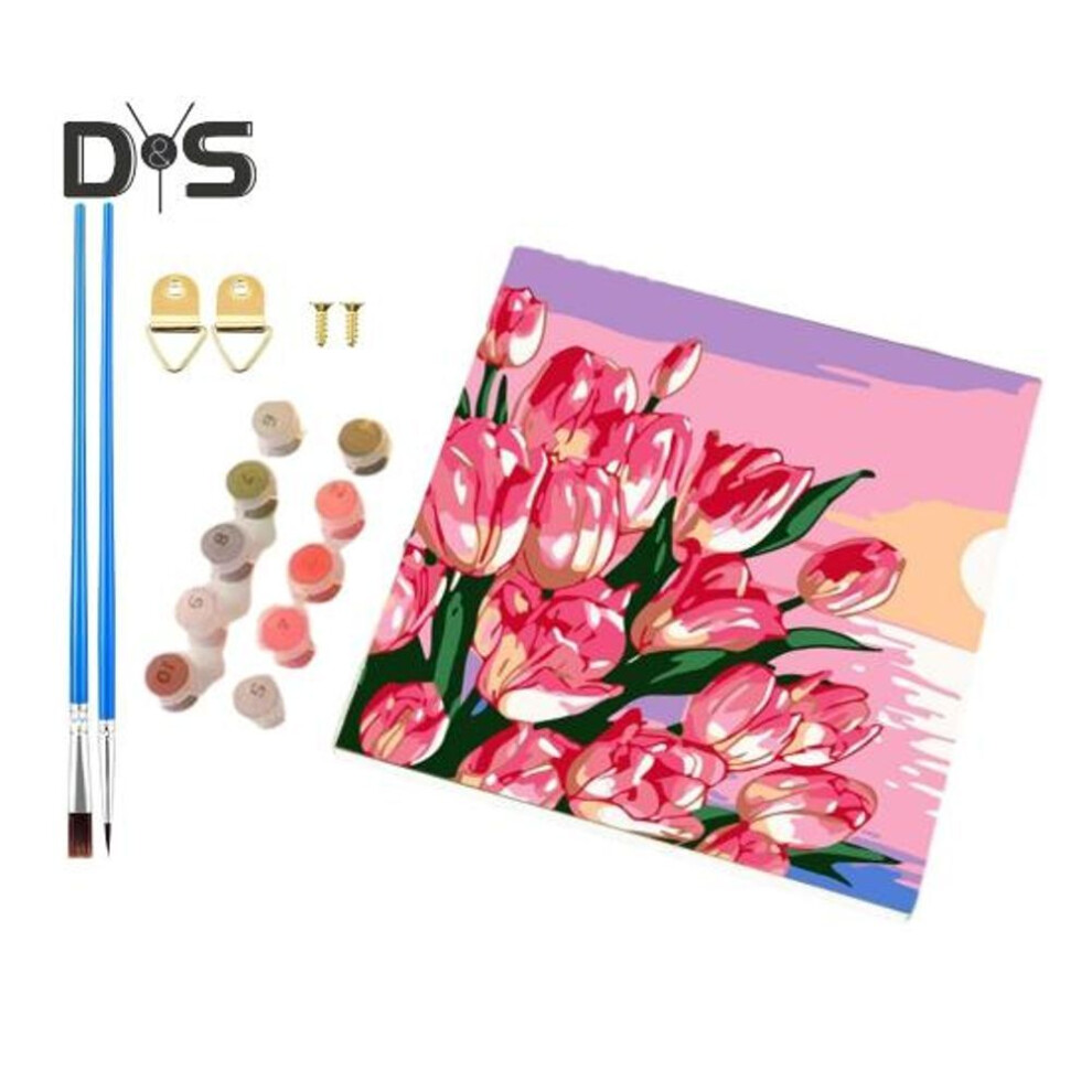 (as the picture, A) Paint By Numbers Kit For Adults Kids Unframed Flowers Acrylic Paint On Canvas Diy Digital Oil Painting Set For Home Wall Decor