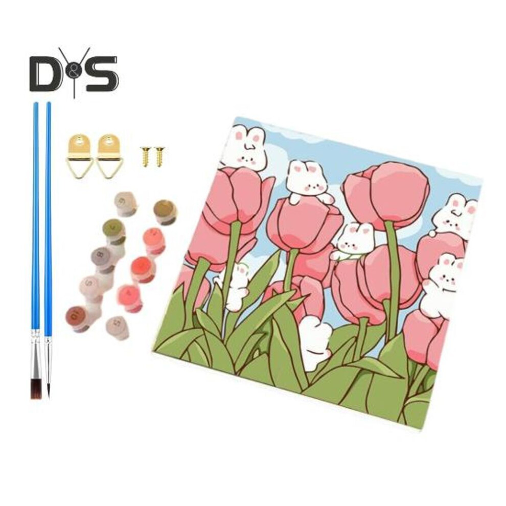 (as the picture, B) Paint by Numbers Kit for Adults Kids Unframed Flowers Acrylic Paint on Canvas DIY Digital Oil Painting Set for Home Wall Decor