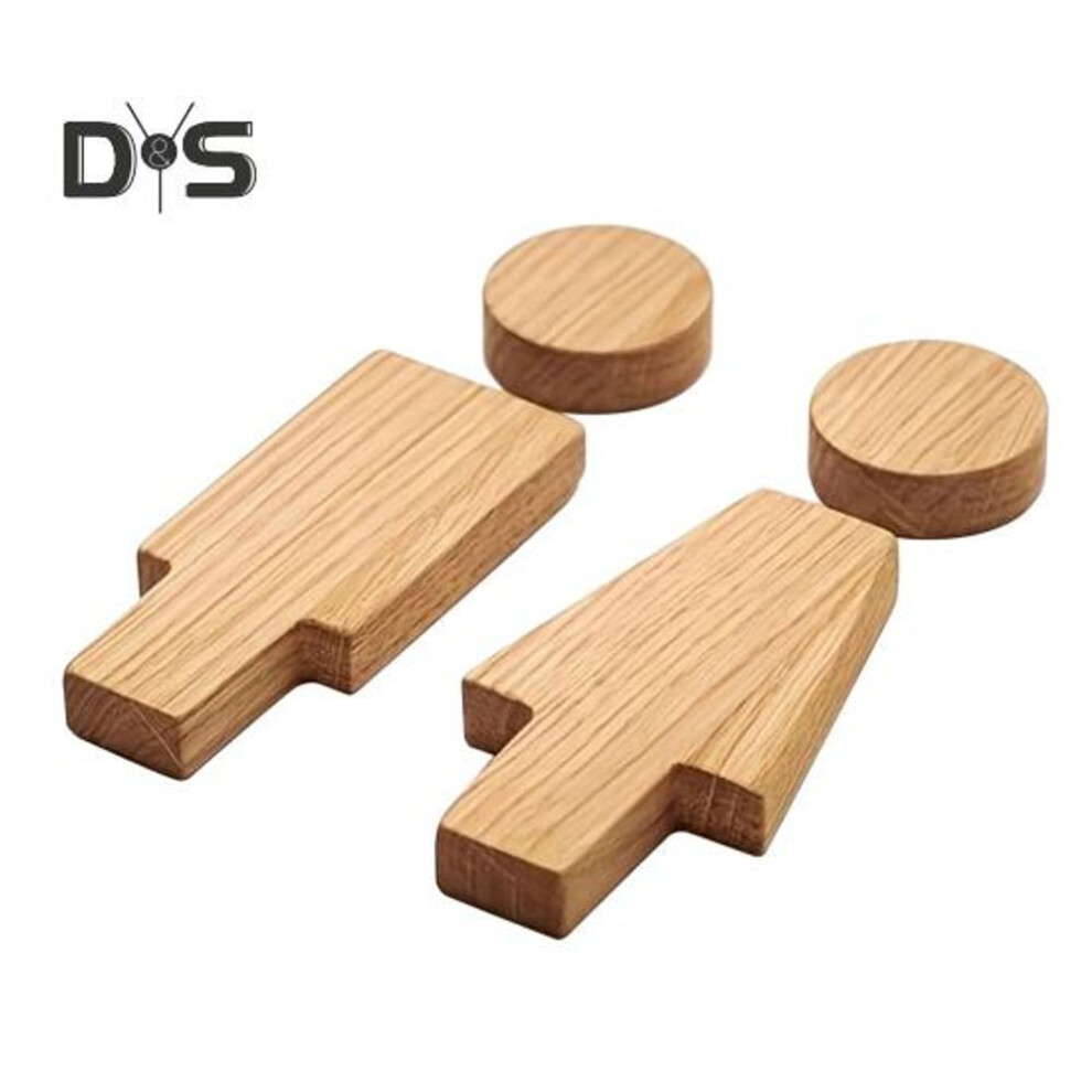 (as the picture, B) Wooden Toilet Sign Self-adhesive Wc Door Plate Men And Women Hot Spring Bathroom Wall Sign For Offices Businesses Restaurants