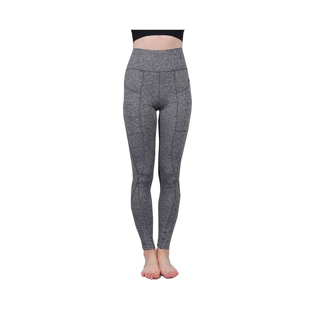(Gray,M)Legging de yoga taille haute pour femme pantalon de poche fitness sport gym entraînement athlétique