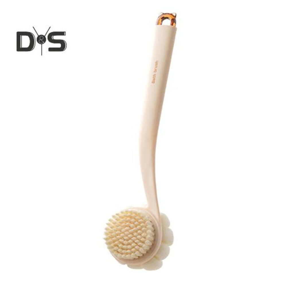 (orange) Bath Scrub Brush With Extended Anti-slip Handle Double-sided Back Rub Exfoliation Back Scrubber Three-dimensional Massage Brush