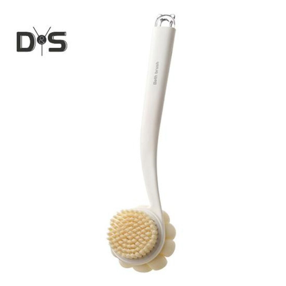 (white) Bath Scrub Brush with Extended Anti-Slip Handle Double-Sided Back Rub Exfoliation Back Scrubber Three-dimensional Massage Brush