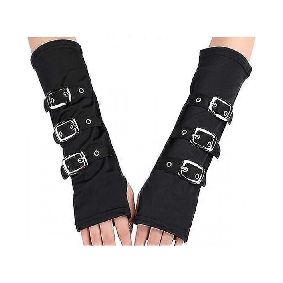 Women's Punk Fingerless Glove Cosplay Ripped Gloves for Halloween Costume Party 1Pair