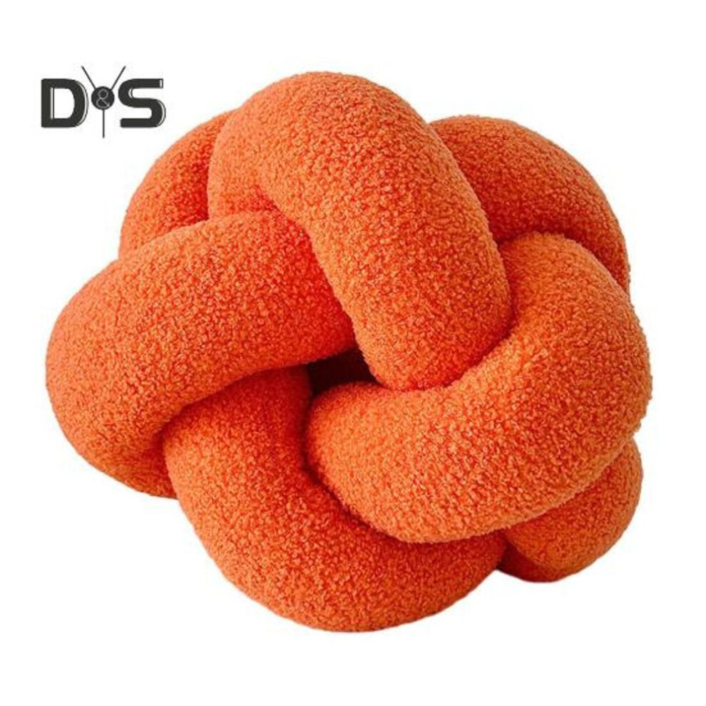 (orange) Pillow Manual Braided Knot Round Ball Shape Plush Elastic Sleeping Companion Sofa Couch Decoration Throw Pillow Photography Cushion