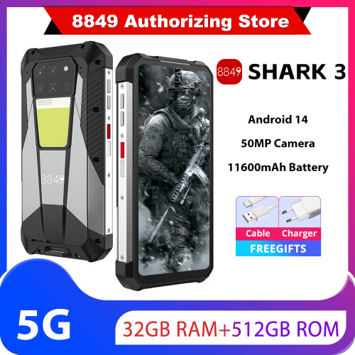 Unihertz 8849 SHARK 3 Rugged Phone, Night Vision Camera,Android 14,12GB+512GB 1