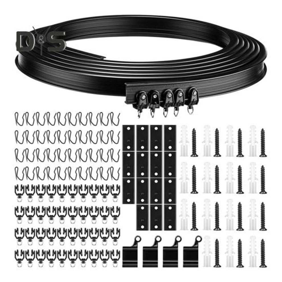 (black) Ceiling Curtain Track System Versatile Flexible Durable Rv Curtain Rod Room Divider Shower Curtain Rail Easy Installation Adjustable Curtain Rail For